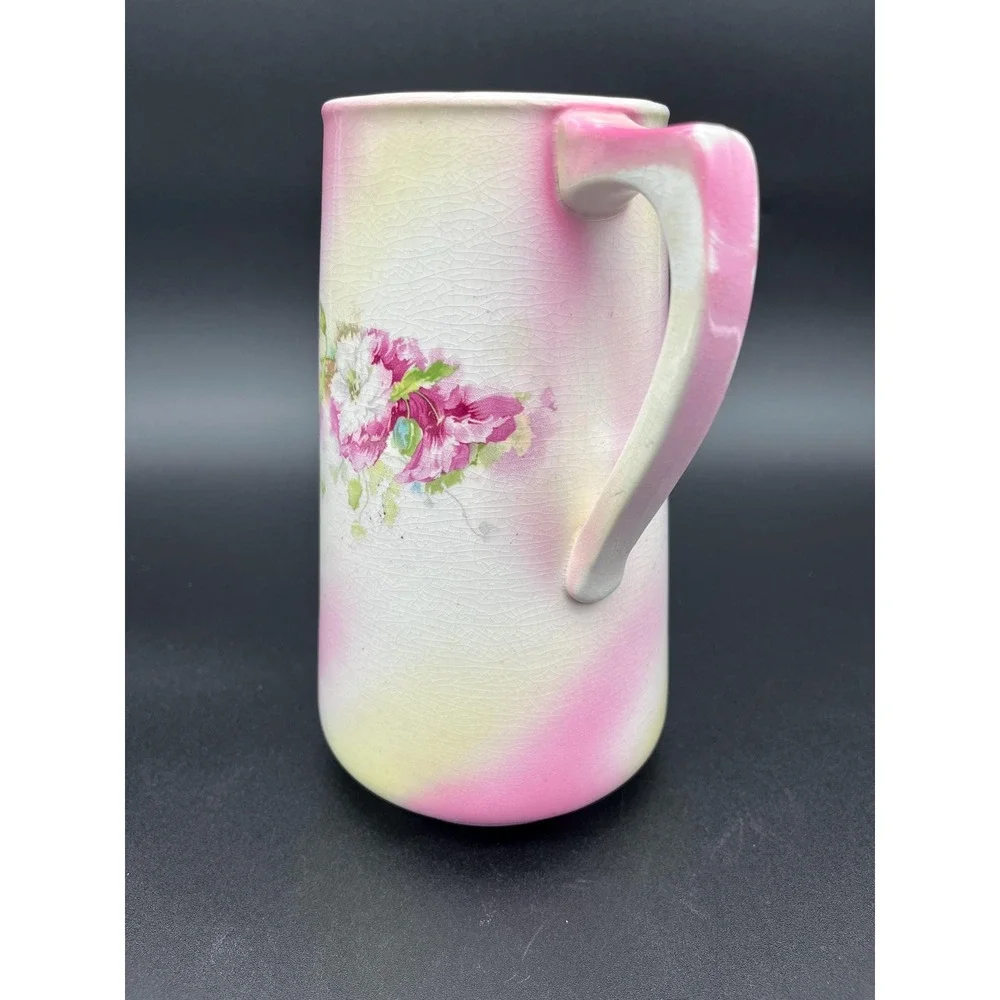 Victorian Pitcher Antique Gold Medal Floral Pitcher Owen China Co Vase